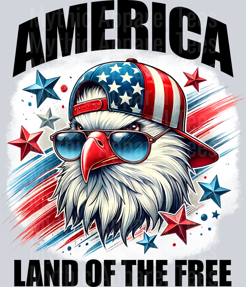 America Land of the Free eagle with American Flag Hat DTF Patriotic Transfers