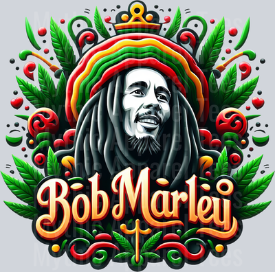 BOB MARLEY 2 floral colors weed plant DTF Weed Transfers