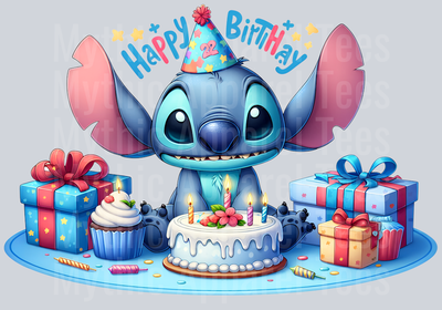 Stitch Birthday Transfer 9 DTF Stitch Birthday Transfers