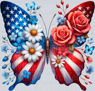 American butterfly 3 DTF Patriotic Transfers