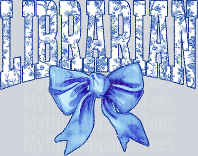Light Blue Librarian College Font Floral Teacher Design