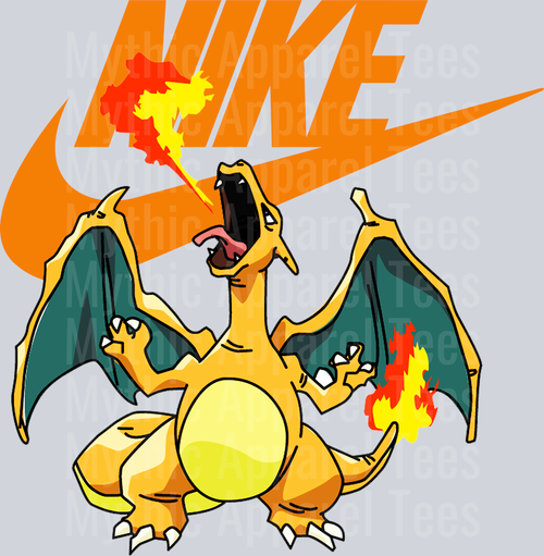 Charizard Pokemon JUST DO IT DTF Nike Transfers