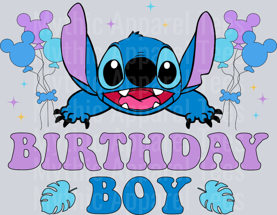 Birthday Boy Blue Letters DTF Lilo and Stitch Transfers
