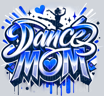 Dance Mom 2 Airbrushed Blue DTF Dance Mom Transfers