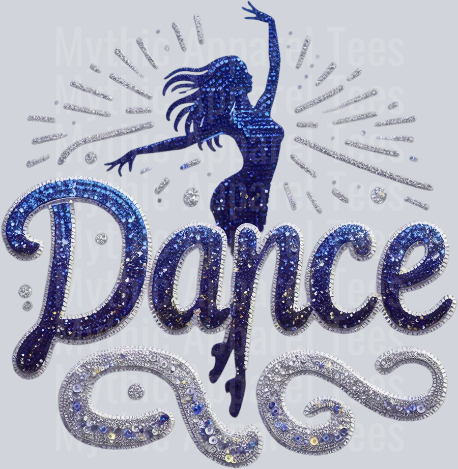 004 Dance Sequins Blue DTF Dance Female Transfers