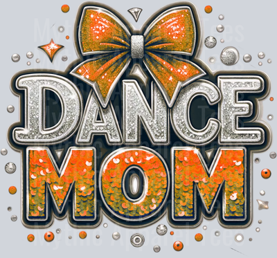 009 Dance Mom Sequins Orange DTF Dance Mom Transfers