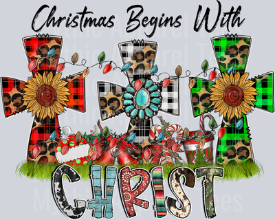 Christmas Begins With Christ DTF Religious Christmas Transfers