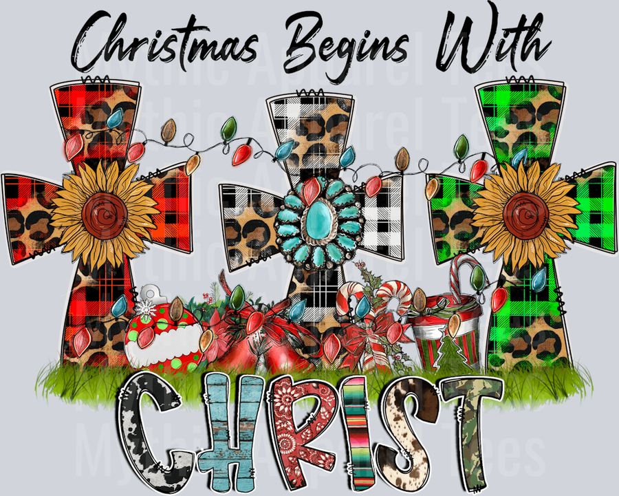 Christmas Begins With Christ DTF Religious Christmas Transfers