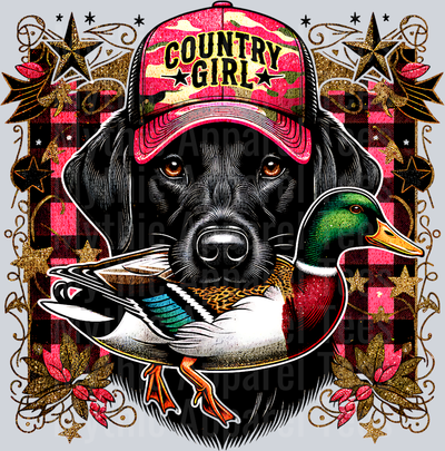 country girl dog with duck in its mouth DTF Southern Transfers