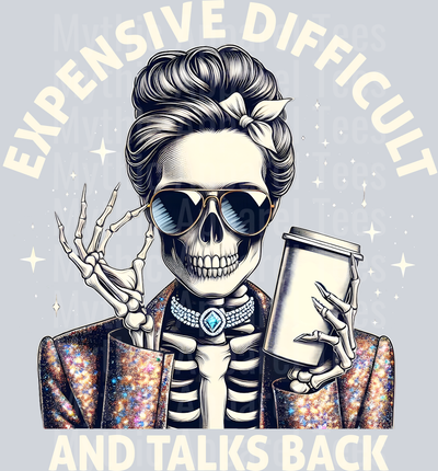 Expensive difficult and talks back bougie mom design DTF Skull Transfers