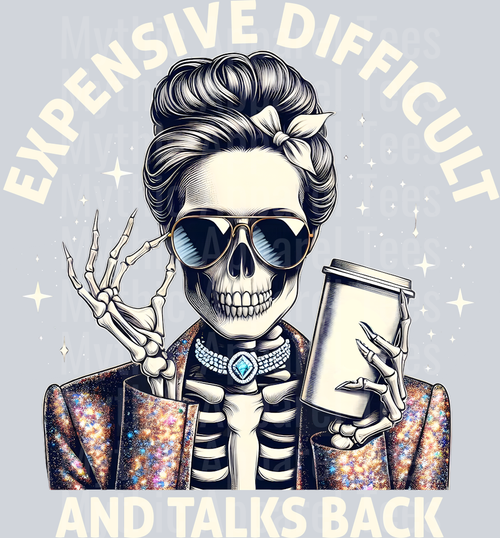 Expensive difficult and talks back bougie mom design DTF Skull Transfers