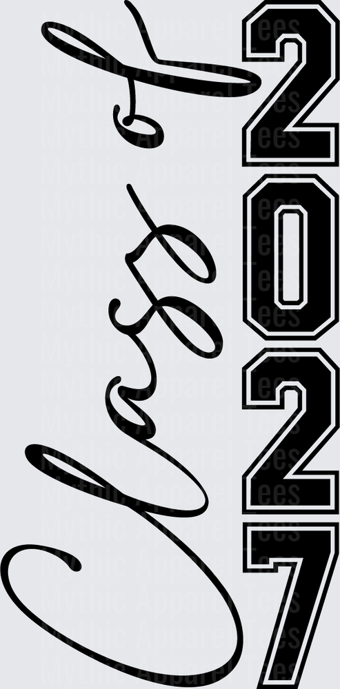 Class of 2027 Vertical Script and Bold Block Letter Graduation Design Black