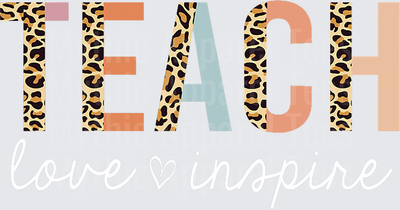 Teach Love Inspire Leopard Print Boho Teacher Bold Letter Design
