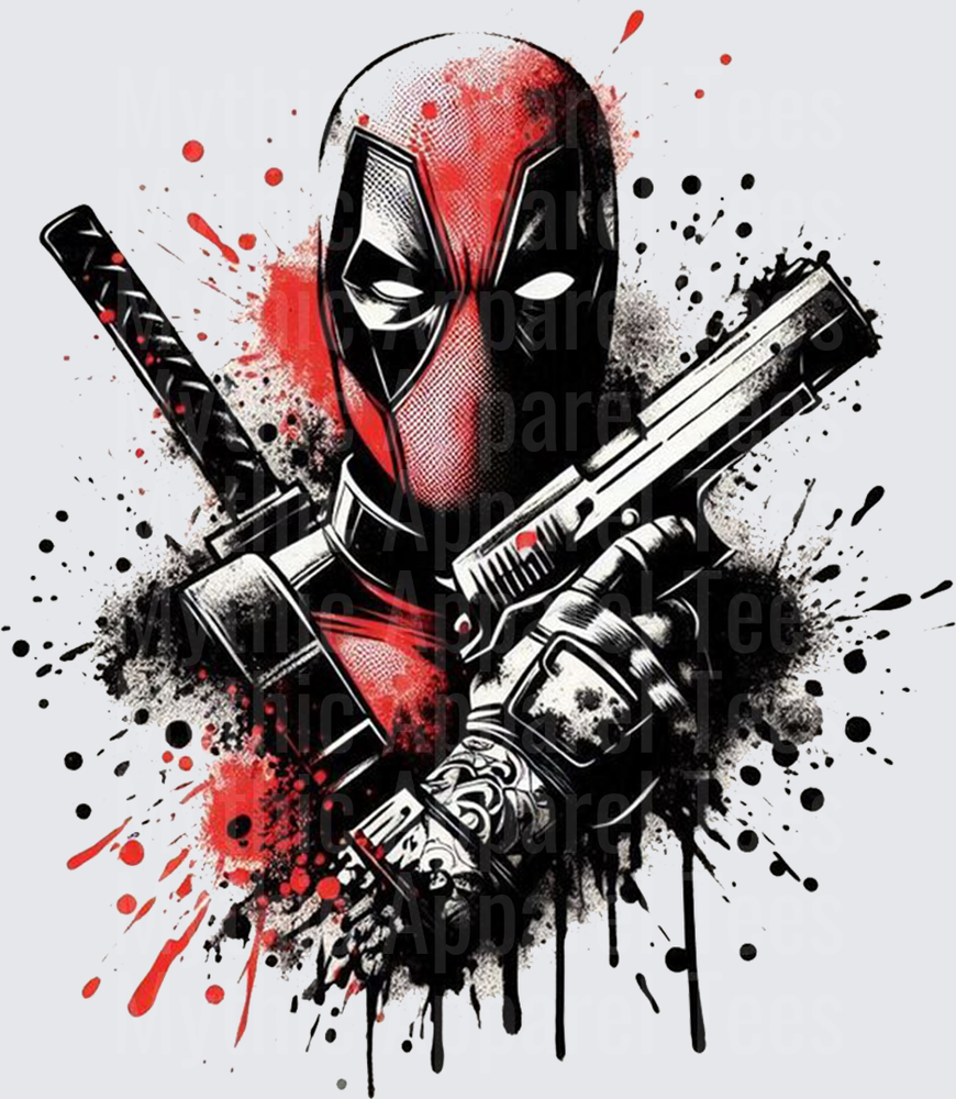 Marvel Super Heroes Deadpool Dual Guns Katana Ink Splatter