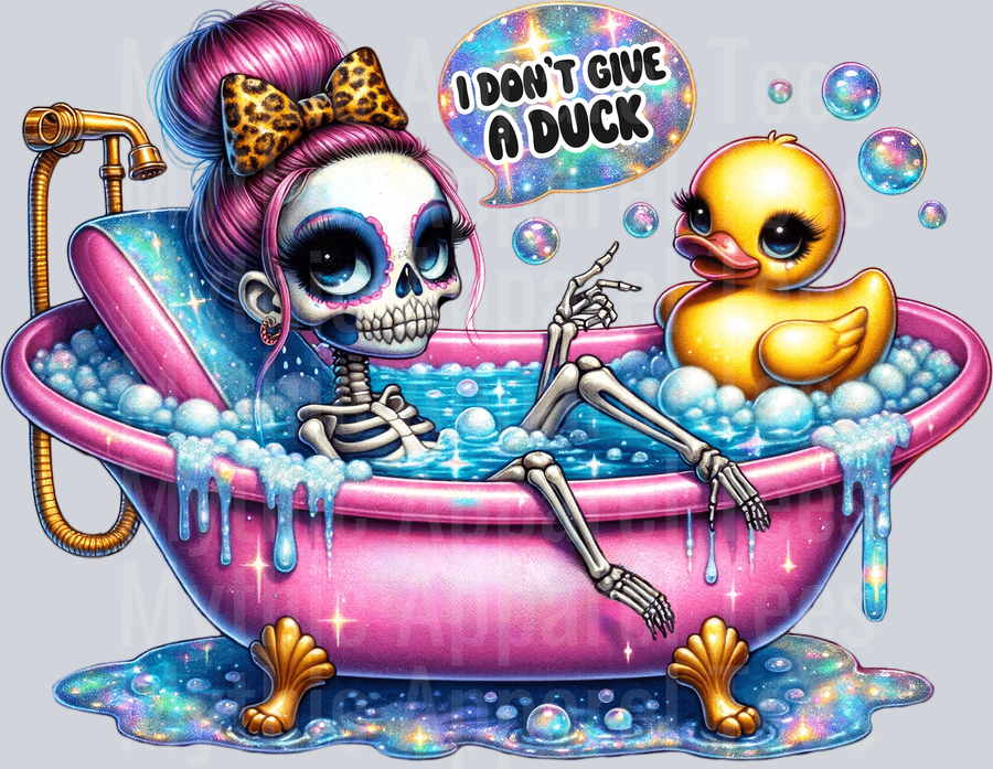 I dont give a duck bathtub rubber Ducky Skelly Girl DTF Skull Transfers