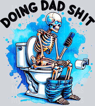 Doing Dad Shit Toilet Black DTF Skull Transfers