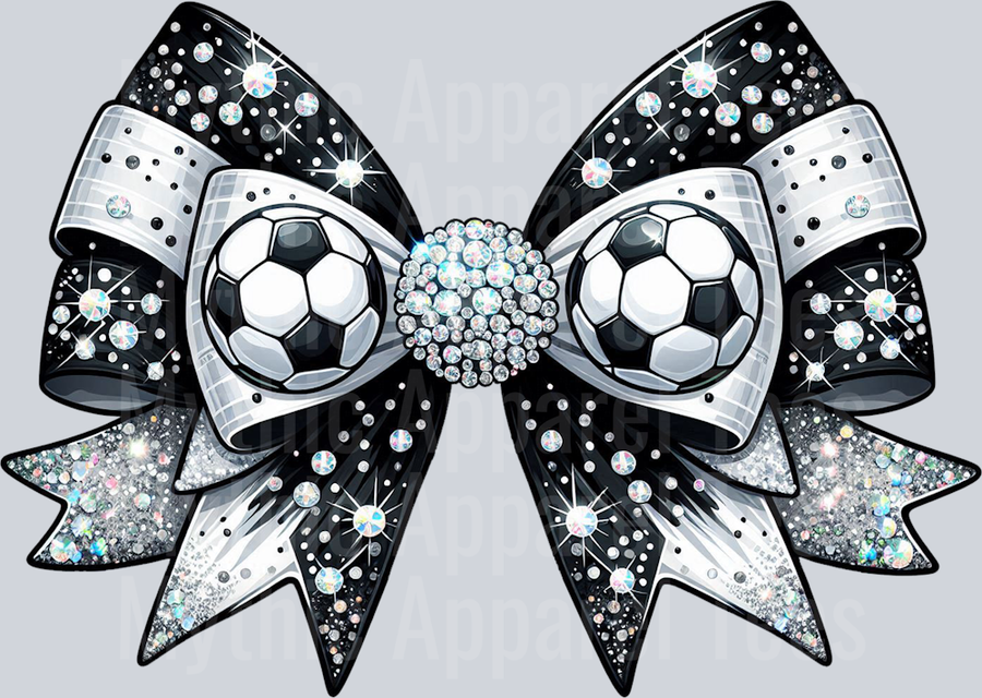 Soccer Bow glitter and rhinestone School Spirit & Sports