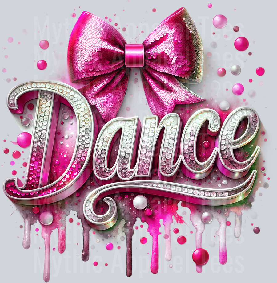0018 Dance Sequins Pink DTF Dance Swoosh Transfers
