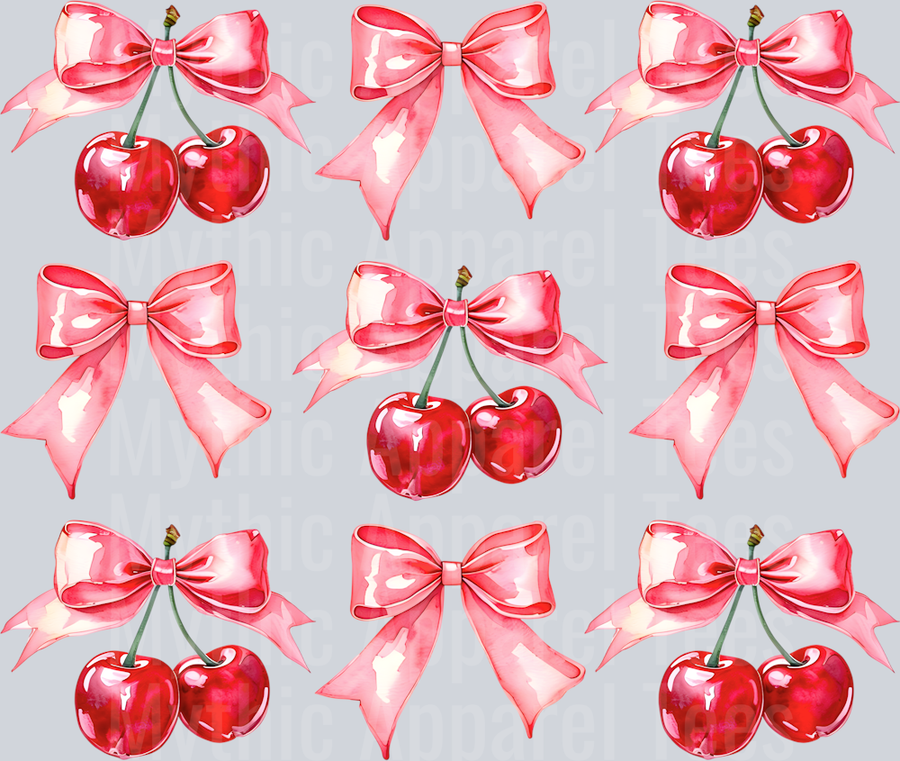 Bows And Cherries Pink and Red Style Combo Valentines Day Design