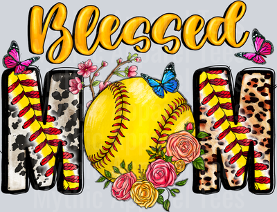 Blessed Mom Softball Floral