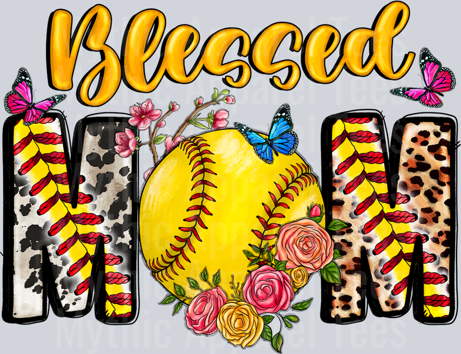 Blessed Mom Softball Floral