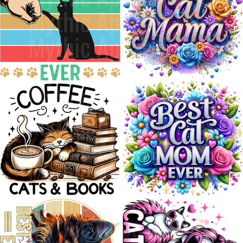 CAT MOM GANG SHEET 10 FULL SIZE IMAGES