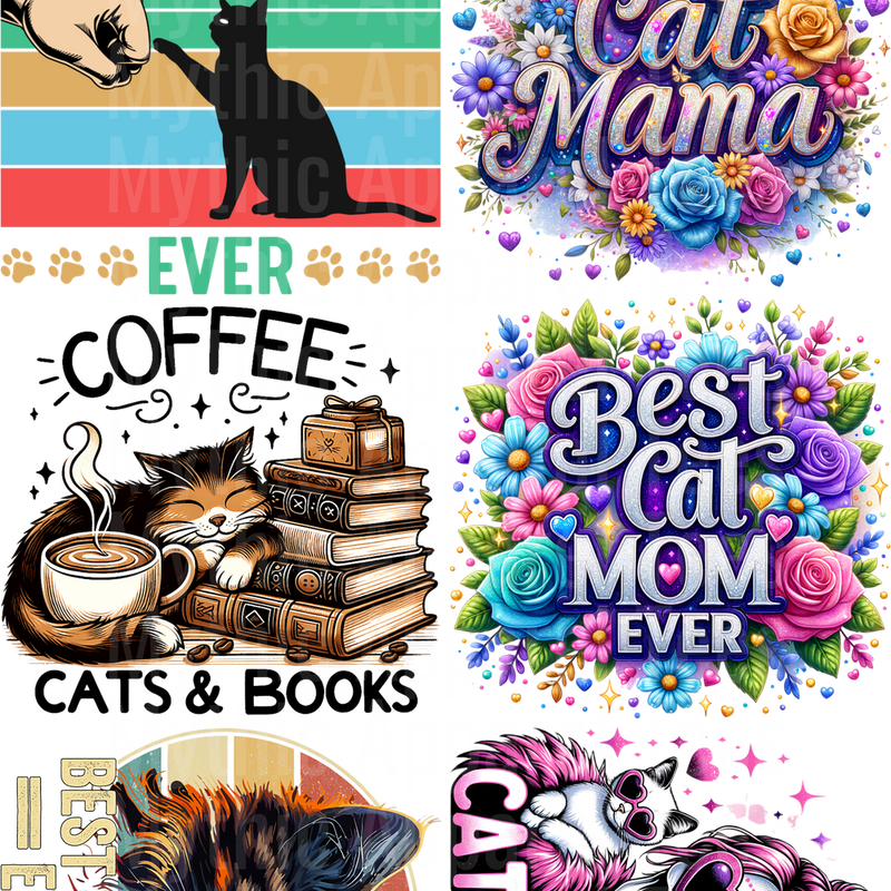 CAT MOM GANG SHEET 10 FULL SIZE IMAGES