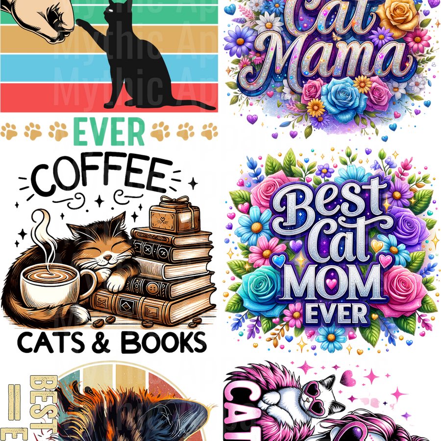CAT MOM GANG SHEET 10 FULL SIZE IMAGES