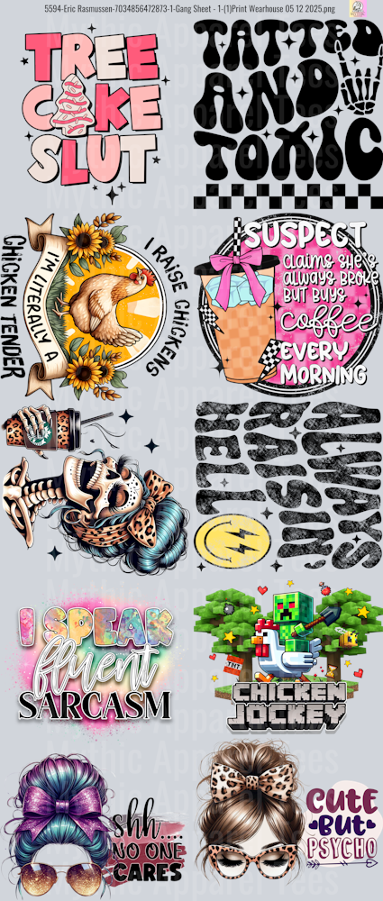 Sassy GANG SHEET 10 FULL SIZE IMAGES