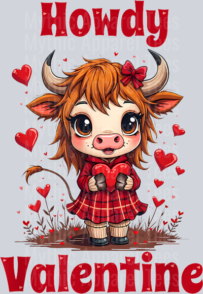 186 Funny Howdy Valentine Highland Cow Valentines Day Cow Lover T-Shirt