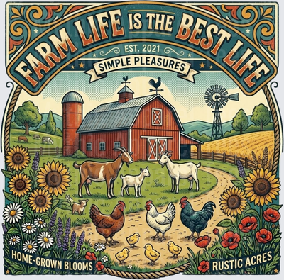 Farm Life Is The Best Life Vintage Barn Goats Chickens