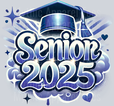 0039 Senior 2025 Navy Blue DTF 2025 Senior Graduation Transfers