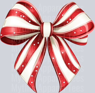 Candy cane style bow  DTF Christmas Transfers