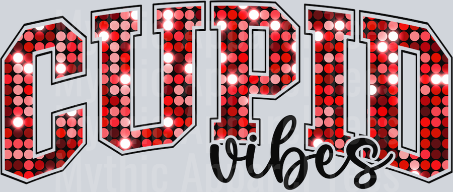 Cupid Vibes Disco Ball Letters DTF Valentines Day Transfers