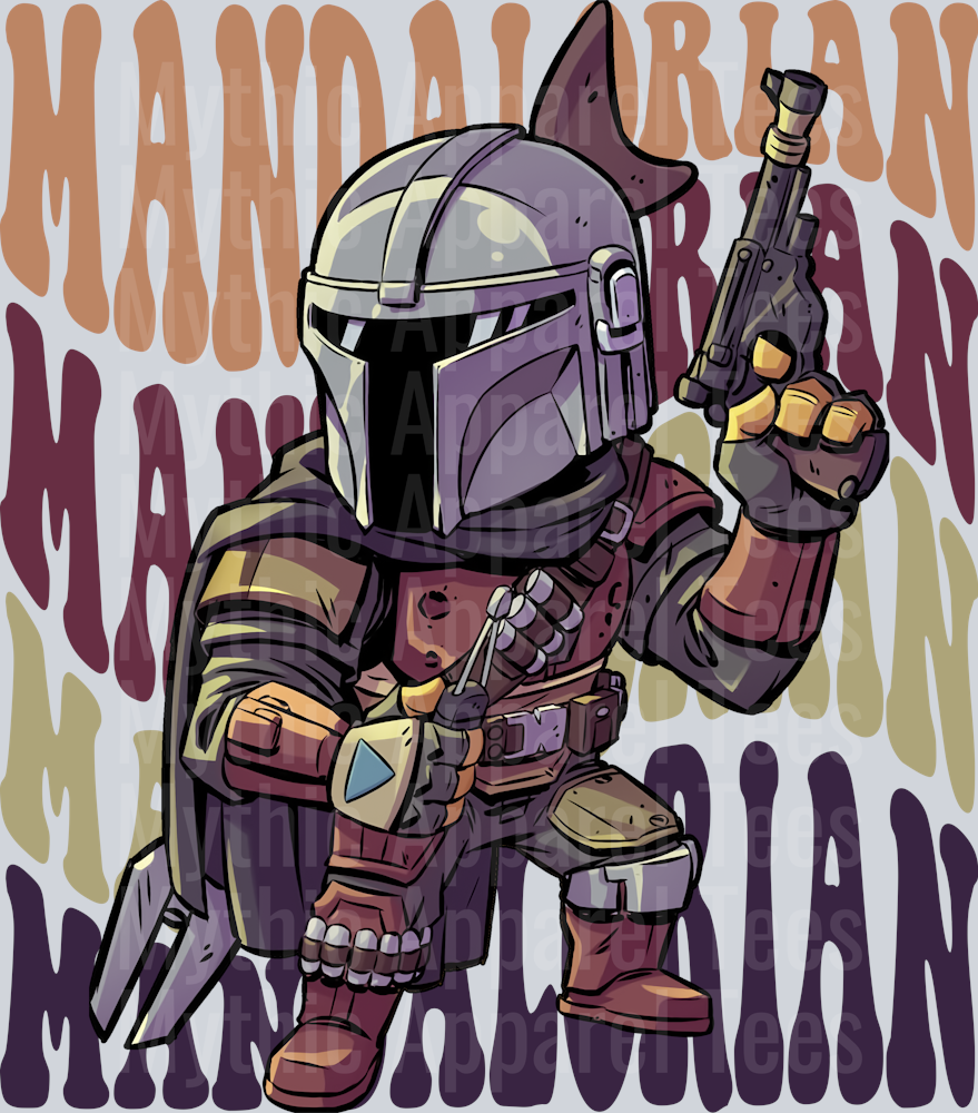 Mandalorian Star Wars 3 Stacked Name Disney