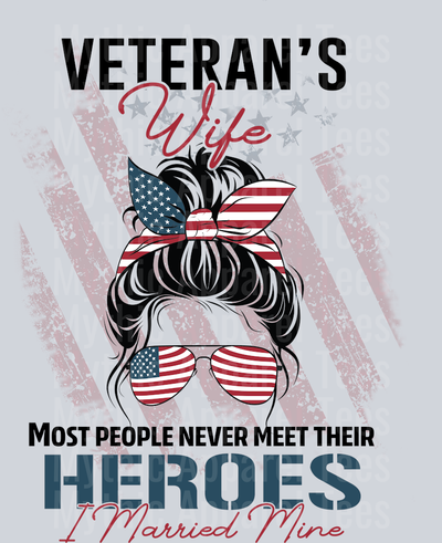 Veteran's wife USA Hair Bow DTF General Military Transfers