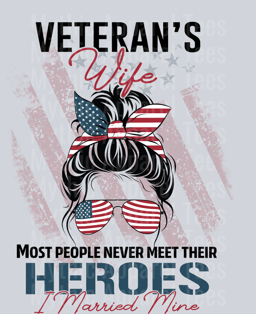 Veteran's wife USA Hair Bow DTF General Military Transfers
