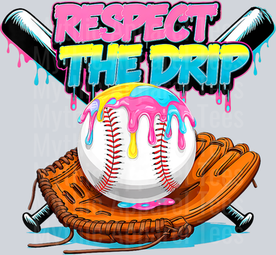 Respect The Drip Baseball Bat Glove Ice Cream Drip DTF Baseball Transfers