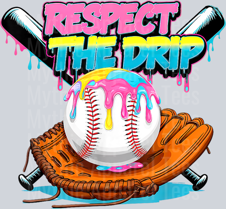 Respect The Drip Baseball Bat Glove Ice Cream Drip DTF Baseball Transfers