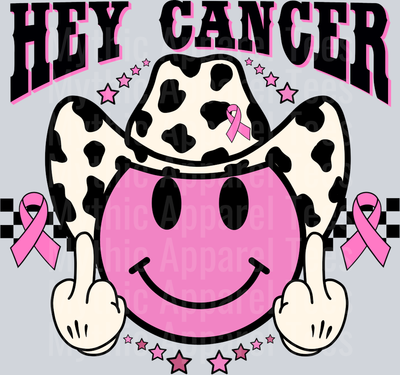 Hey Cancer Western Breast Cancer Awareness Middle Fingers Cow Print