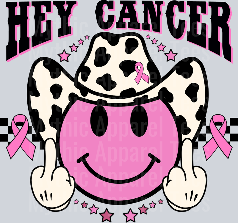 Hey Cancer Western Breast Cancer Awareness Middle Fingers Cow Print
