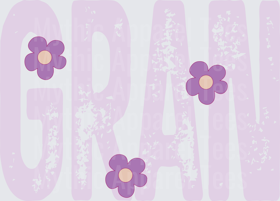 Gran Distressed Lavender Letters with Purple Daisy Flowers