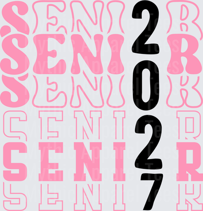 Senior 2027 Stacked Retro Pink and Black Mixed Font Graduation Design