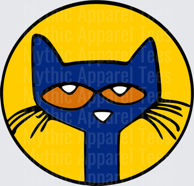 DR Seuss Pete the Cat Blue Face Yellow Circle Bold Design