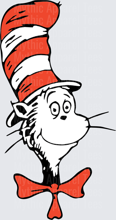 DR Seuss Cat in the Hat Face Red Striped Hat Bow Tie