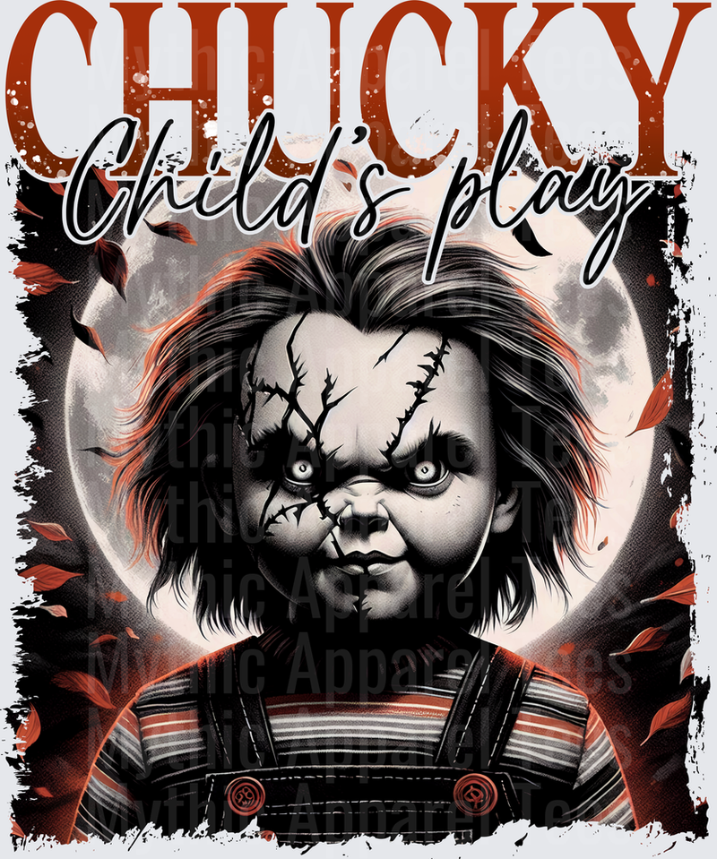 Chucky Child's Play Horror Killer Doll Full Moon Scarred Face Halloween Dark Gothic Design