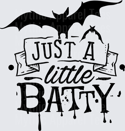 Just A Little Batty Halloween Bat Silhouette Dripping Letters Banner Typography