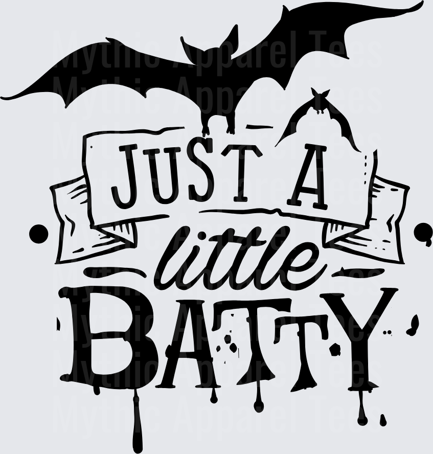 Just A Little Batty Halloween Bat Silhouette Dripping Letters Banner Typography
