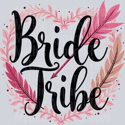 Bride Tribe with feather heart DTF Bridesmaid Transfers