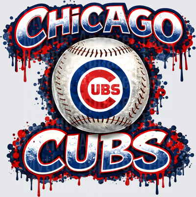 MLB Transfers Chicago Cubs Baseball with Paint Splatter Effect